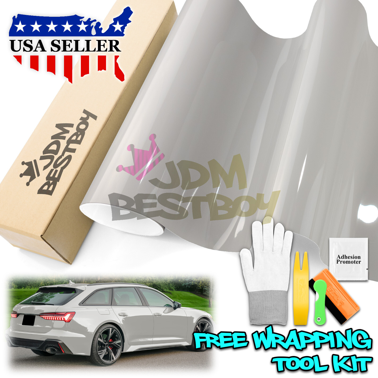 High Gloss Storm Gray Glossy Car Vinyl Wrap Sticker Decal Sheet Film Air Release