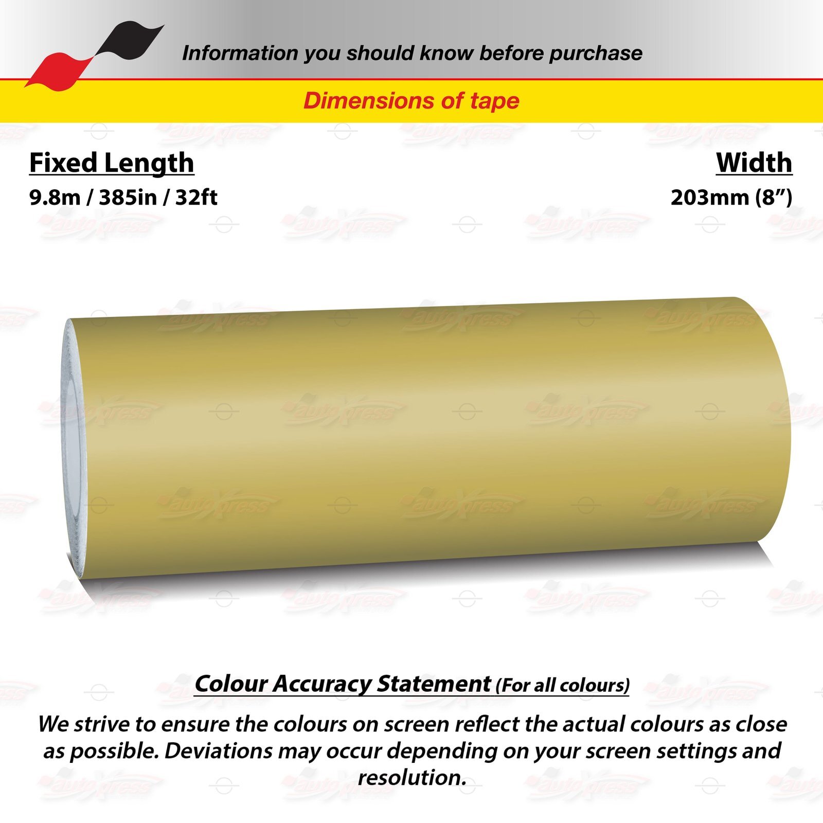 8″ Roll Vinyl Pinstriping Pin Stripe Line Tape Decal Sticker 203mm MATTE GOLD