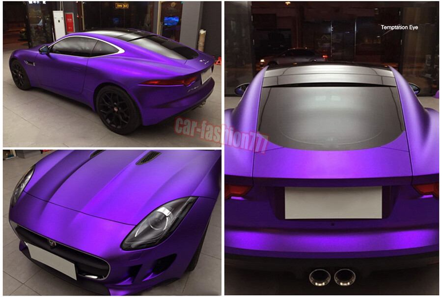 Purple Flexible Whole Car Wrap Satin Matte Chrome Vinyl Upgrade Metal Sticker AX