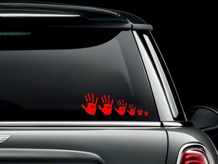 Custom Zombie Family Bloody Handprints Car Window Bumper Sticker Decal US Seller