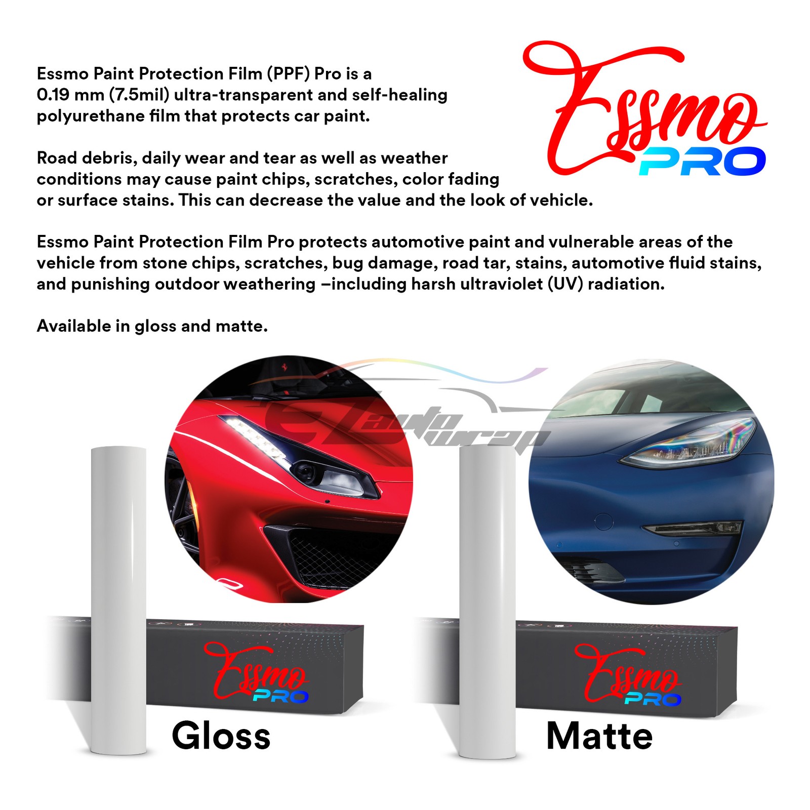 PPF TPU Clear PRO Gloss Paint Protection Film Car Wrap Scratch Resistant Shield