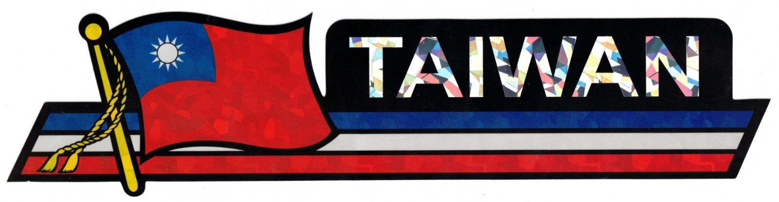 Pack Of 6 Taiwan Flag 3″x12″ Reflective Decal Bumper Sticker DCX-228