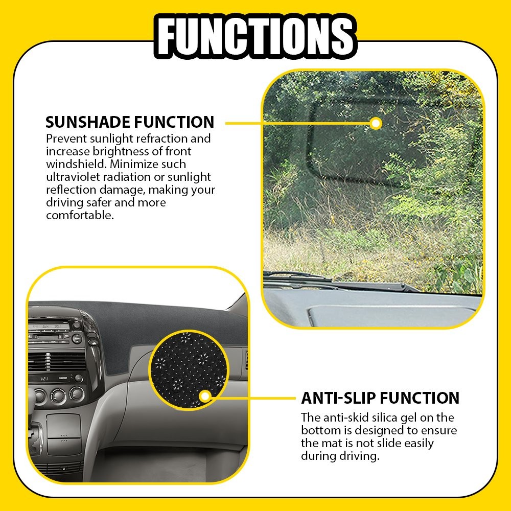 fits 2004-10 TOYOTA SIENNA DASH COVER MAT DASHBOARD PAD MADE CHARCOAL GREY 1-5X