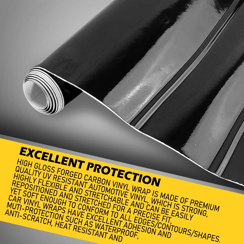 Black High Gloss Glossy Vinyl Film Car Wrap Film Sticker Bubble Free Air Release