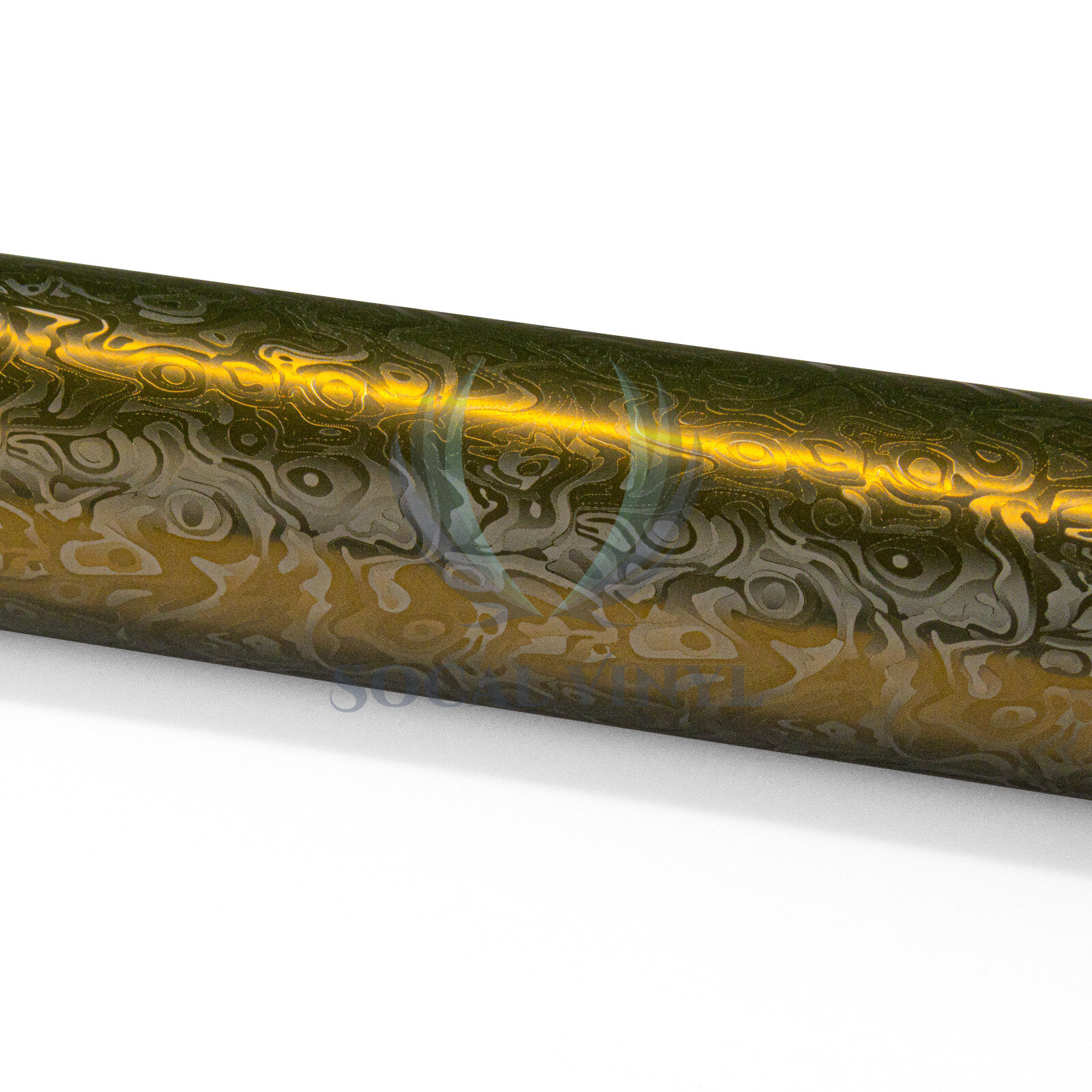 PET Damascus Steel Forged Carbon Fiber Bond Gold Car Vinyl Wrap Decal Sticker