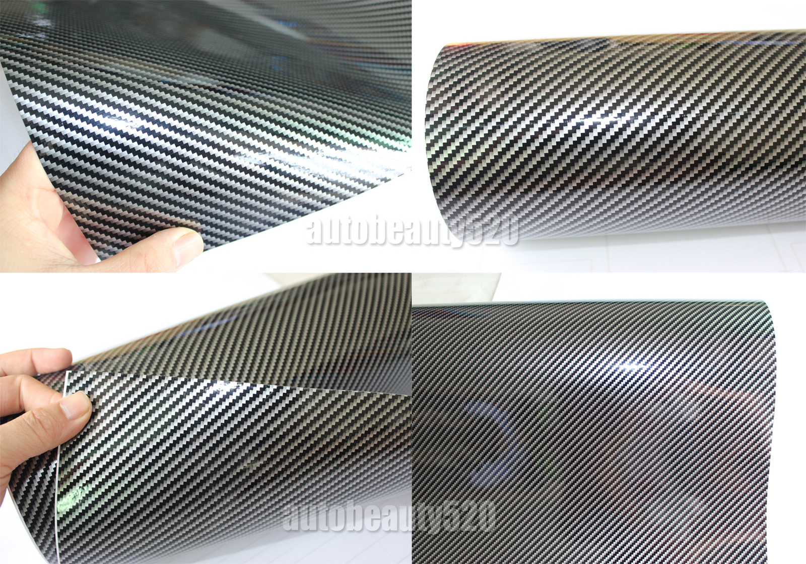 12in W Black / 2D Car PVC Texture Carbon Fiber Vinyl Tape Wrap Sticker Film Trim