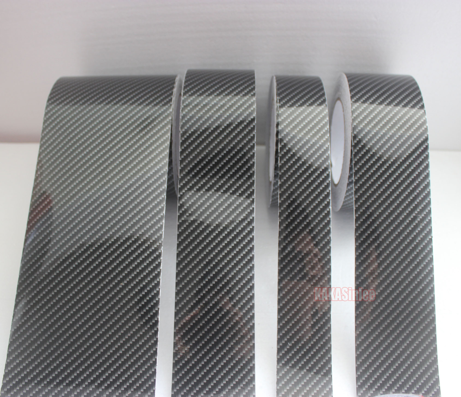 Smooth Black 2D Glossy Texture Carbon Fiber Vinyl Strip Car Wrap Sticker Film AB