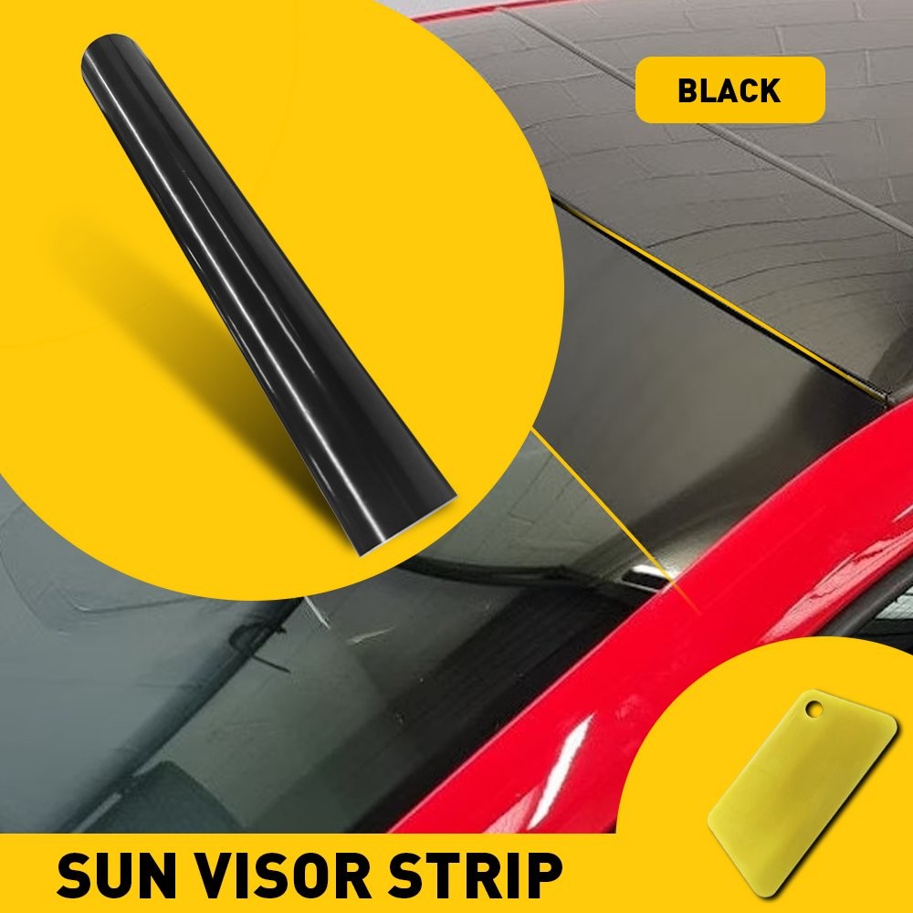 Universal Windshield Banner Gloss Black Vinyl Decal Sun Visor Strip 60″x10″