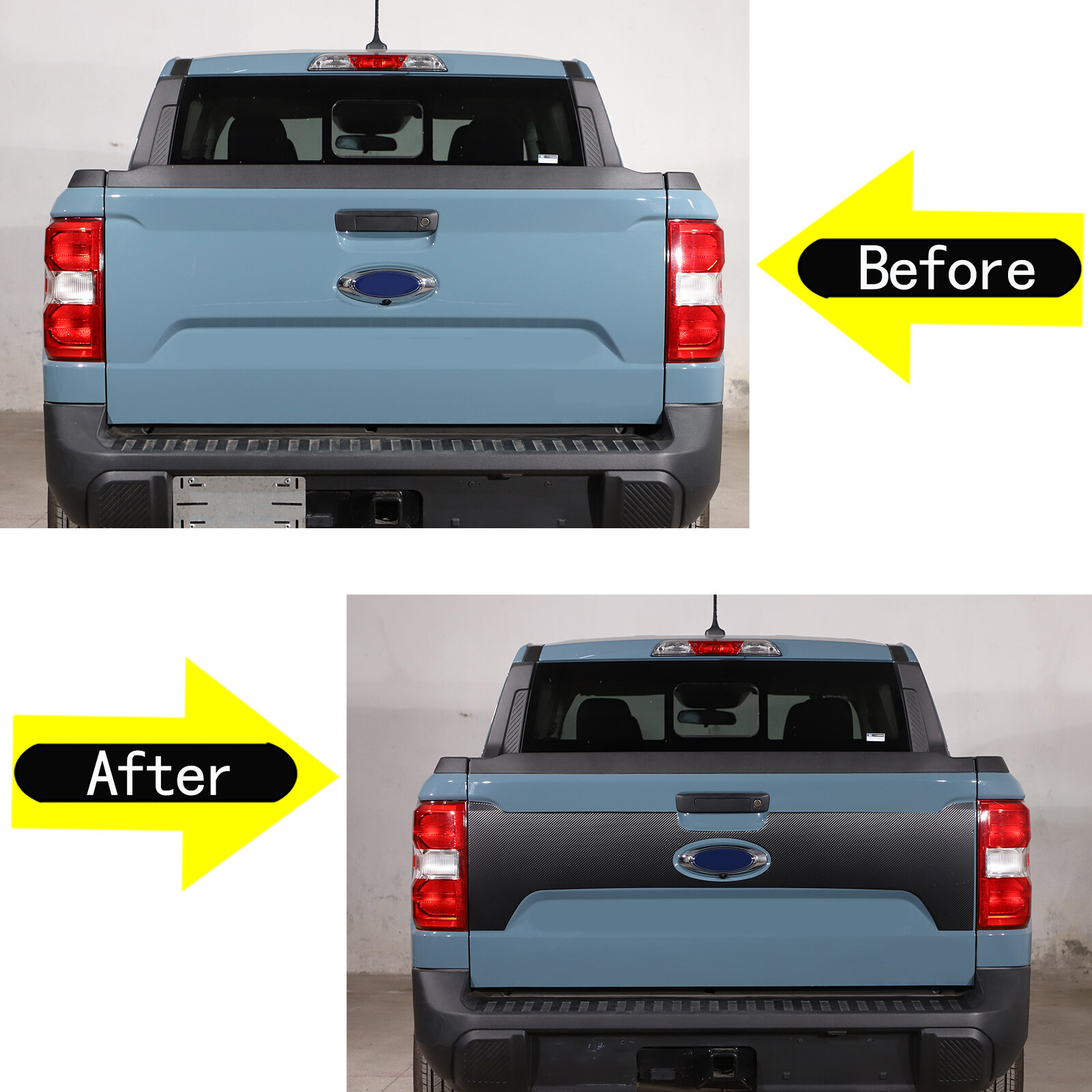 Carbon Fiber Texture Tailgate Decal Vinyls Fits Ford Maverick 2022-2024