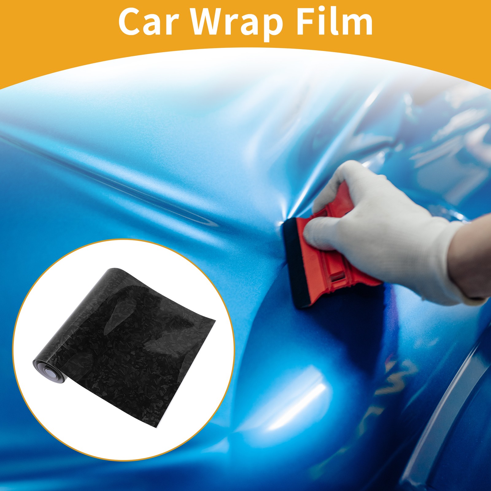 Black Carbon Fiber Bright Finish Car Wrap Film 118.1ftx11.8ft Vinyl Wrap Cover