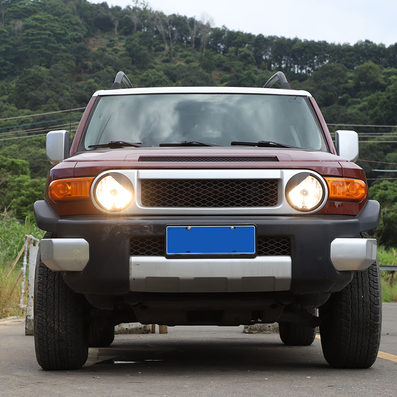 2PCS Matte Black ABS Angry Eyes Headlight Cover For Toyota FJ Cruiser 2007-2021