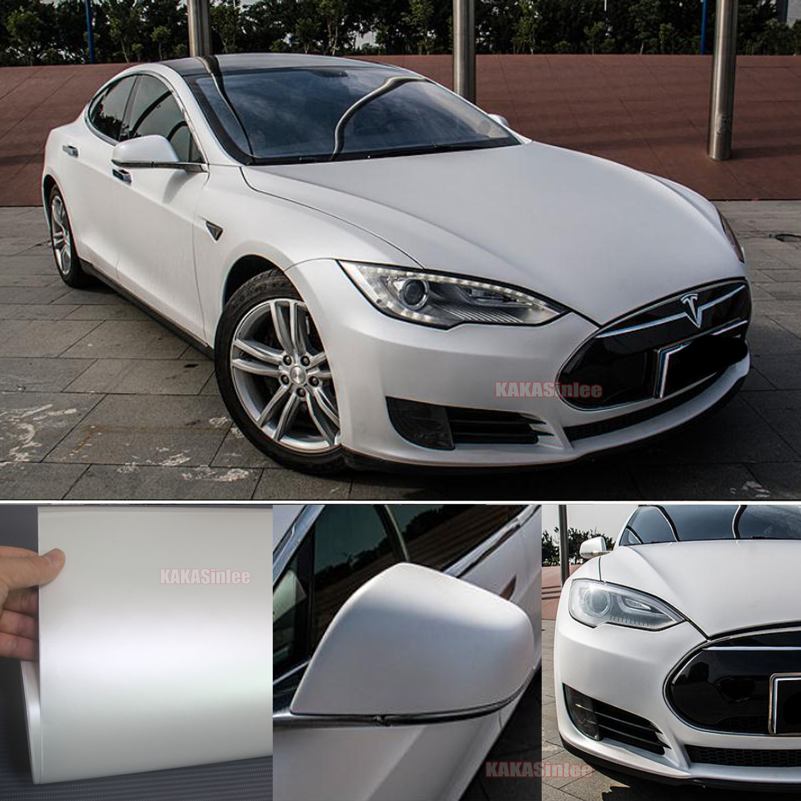 White Air Release – Satin Matte Chrome Whole Car Vinyl Wrap Pearl Sticker HDUS