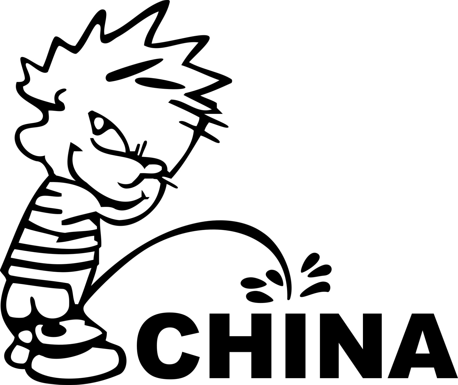Funny Calvin Peeing on China Sticker Decal Car Truck Window Vinyl