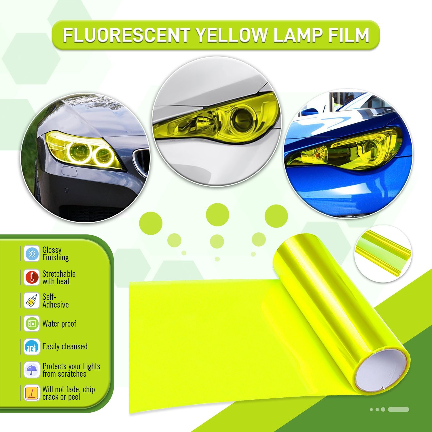 Car Modification Cover Gloss Tint Film Lens Vinyl Wrap For Headlight+taillights
