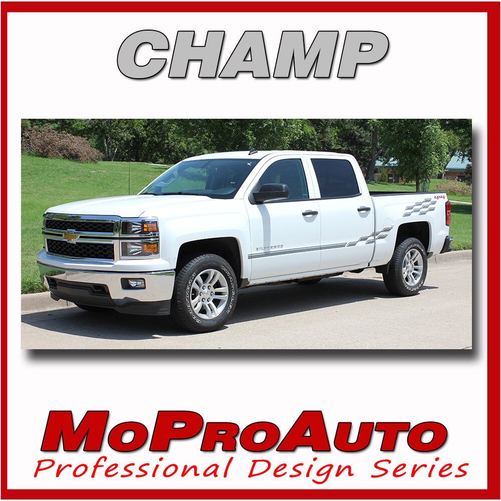 CHAMP 2018 Chevy Silverado 3M Pro Grade Vinyl Side Stripes Decals Graphics FVG