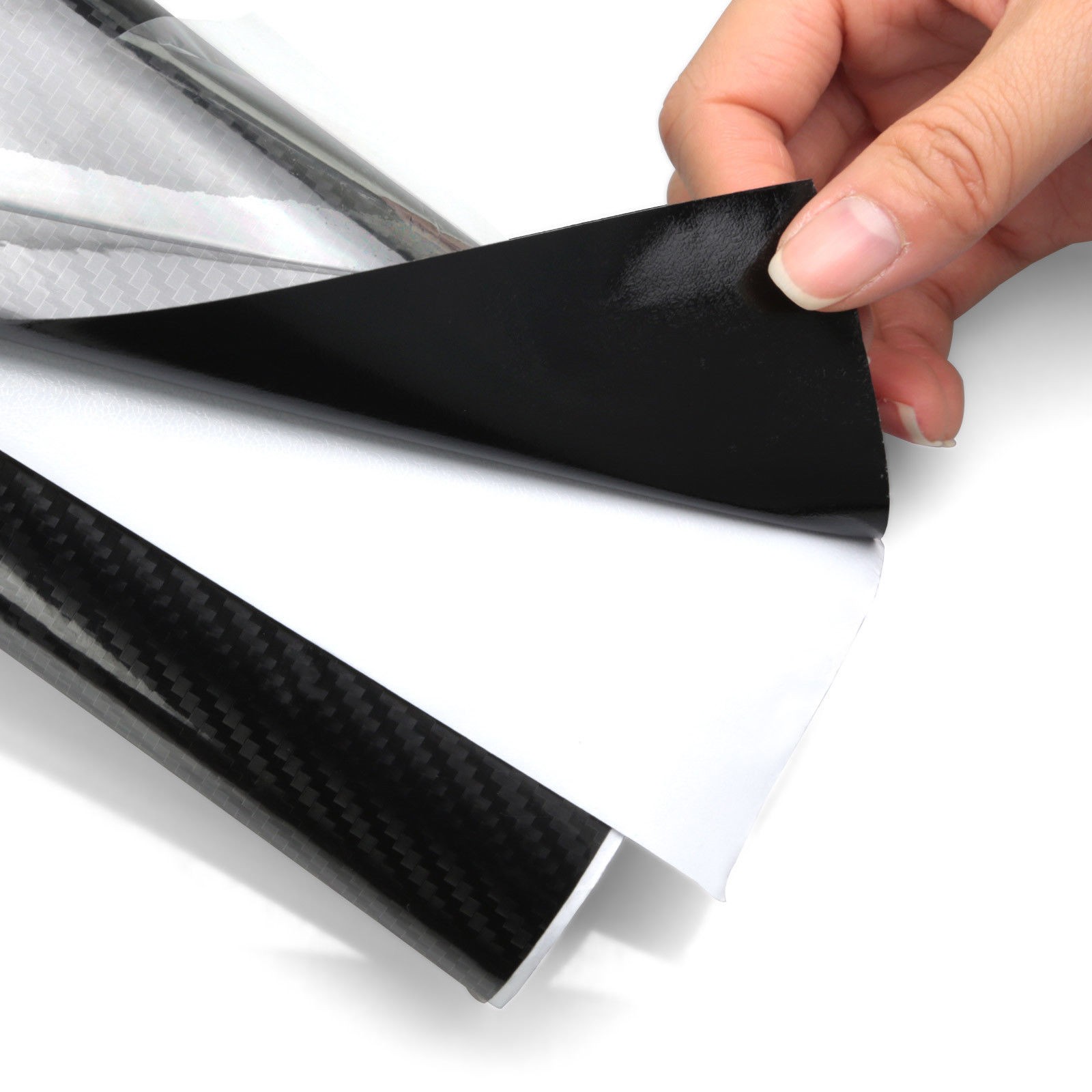 Black 5D Texture Carbon Fiber Vinyl Tape Wrap Sticker Film HD