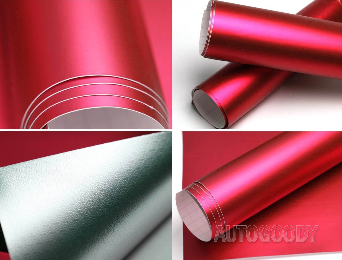 12″ x 60″ Satin Matte Chrome Metallic Red Vinyl Film Wrap Sticker Bubble Free