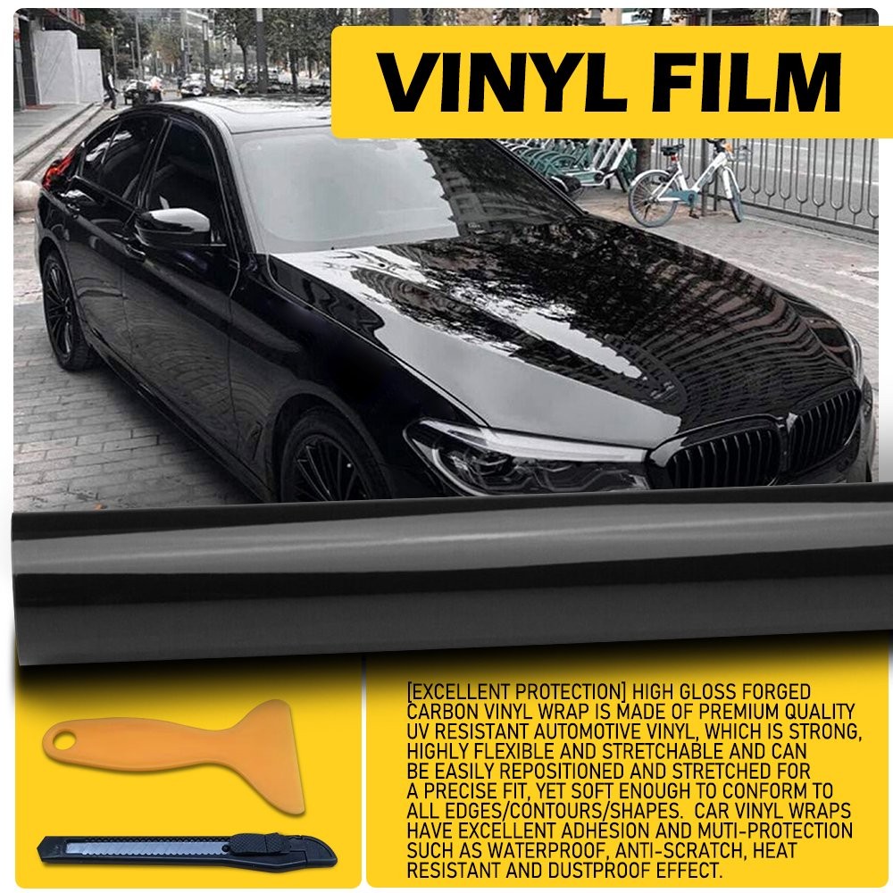 Gloss Vinyl Automotive Wrap Black 1-10X For Film Roll Sticker Wrap 59IN x11.8IN