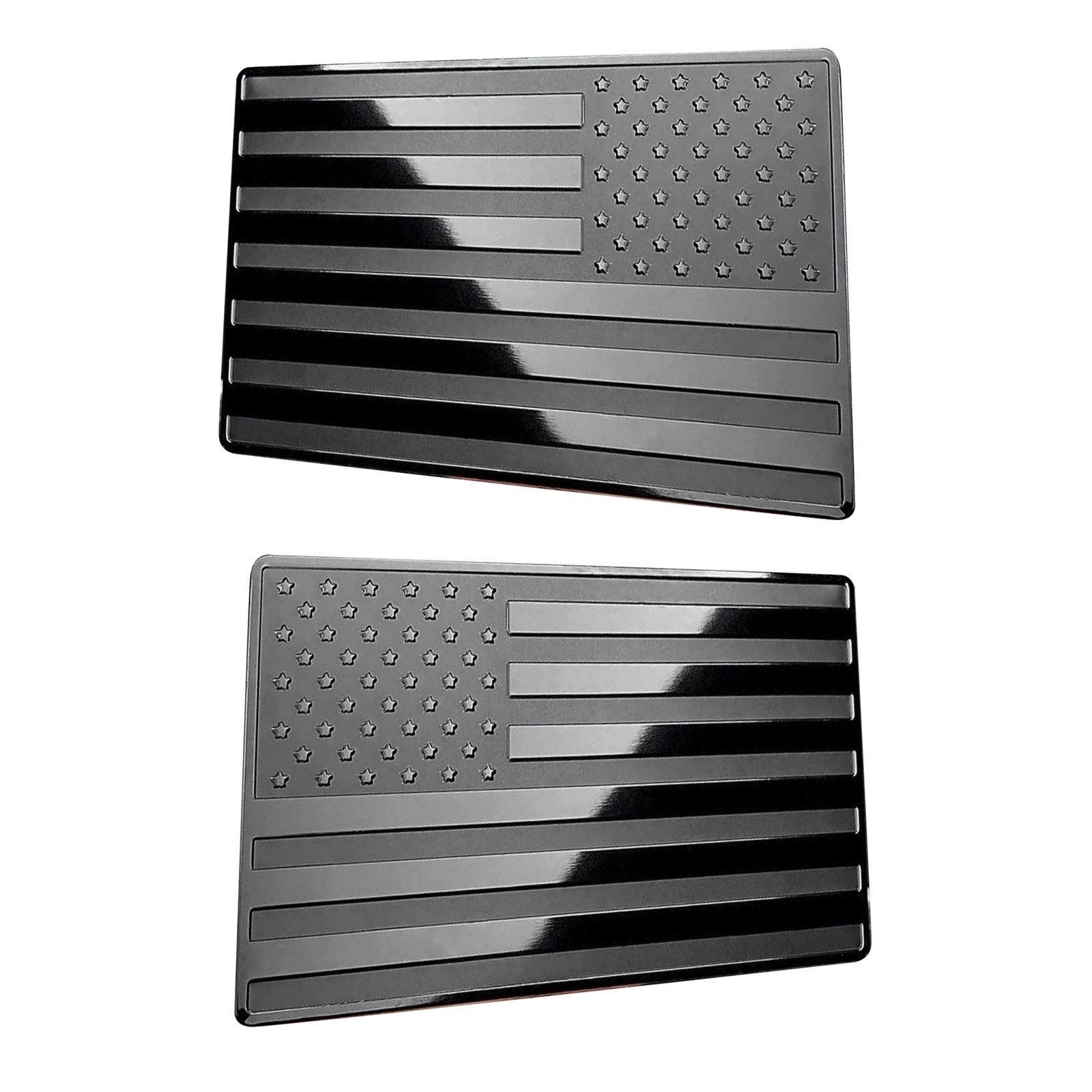 2x Car 3D Metal American USA Flag Emblem Decal Side Maker Black US Flag Stickers