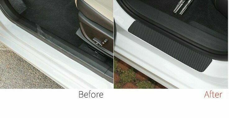 Carbon Fiber Car Door Sill Scuff Cover Scratch Protector Vinyl Decal Sticker 4x
