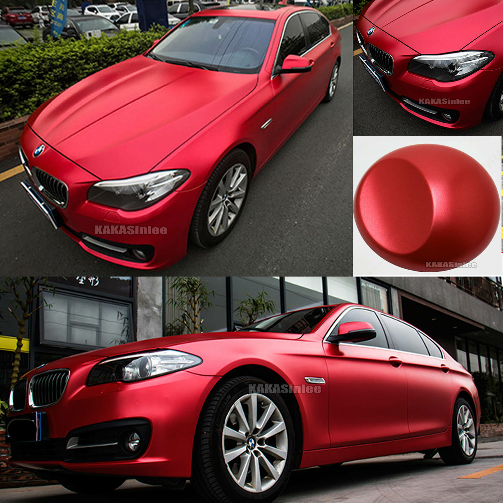 Air Free Flexible Car Pearl Metal Steel Satin Chrome Vinyl Wrap Sticker Red US