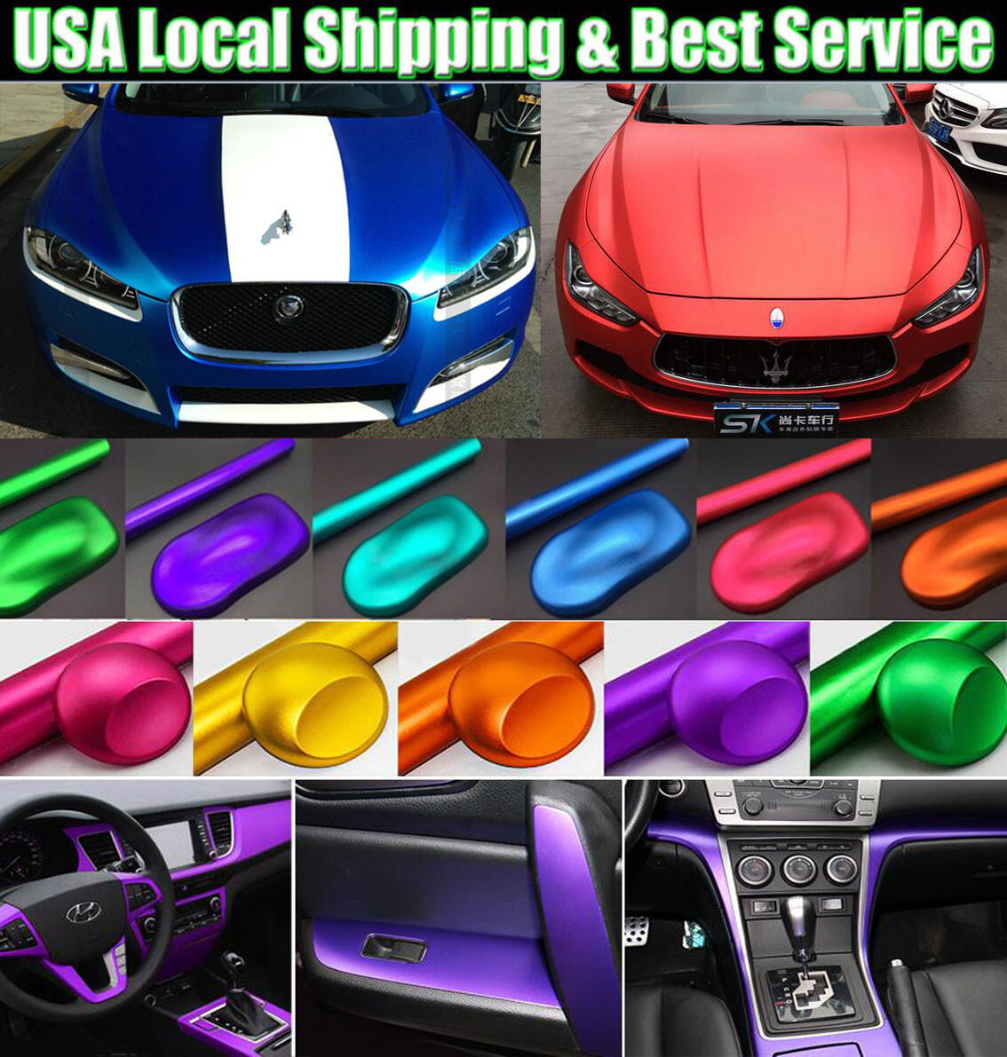 Metallic Matte Satin Chrome Vinyl Film Foil Cover Whole Car Vehicle Bubble Free