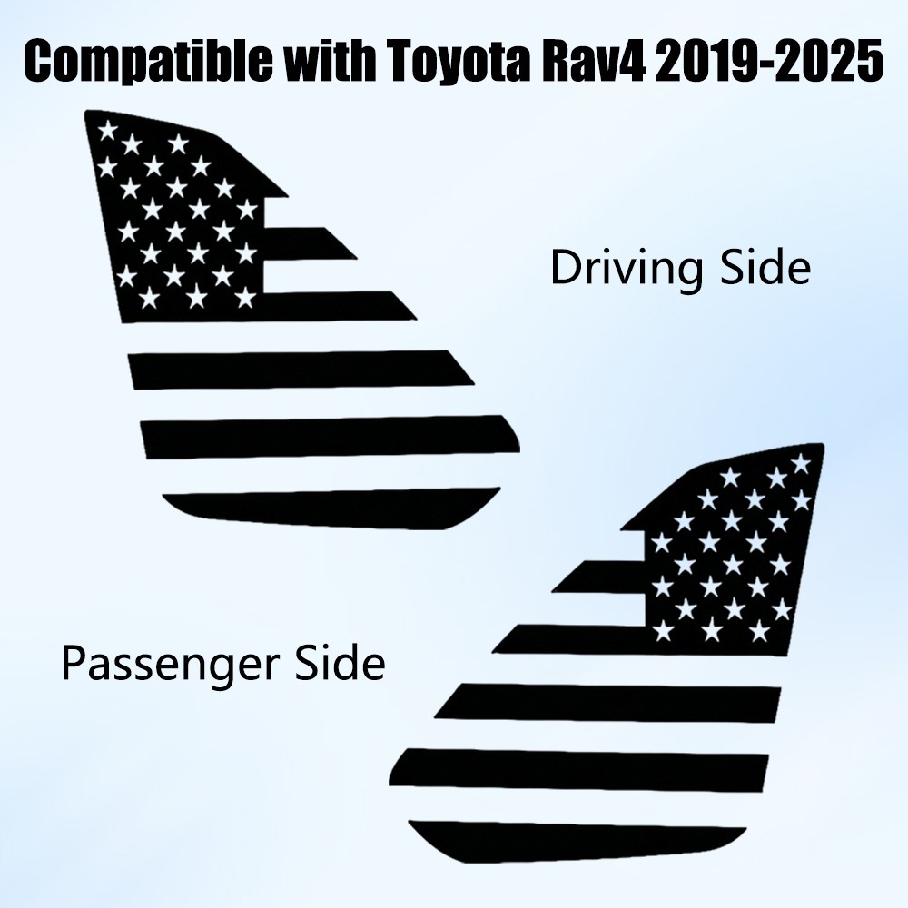 Pair USA Flag Rear Side Window Vinyl Decals Wrap Cover For Toyota Rav4 2019-2025