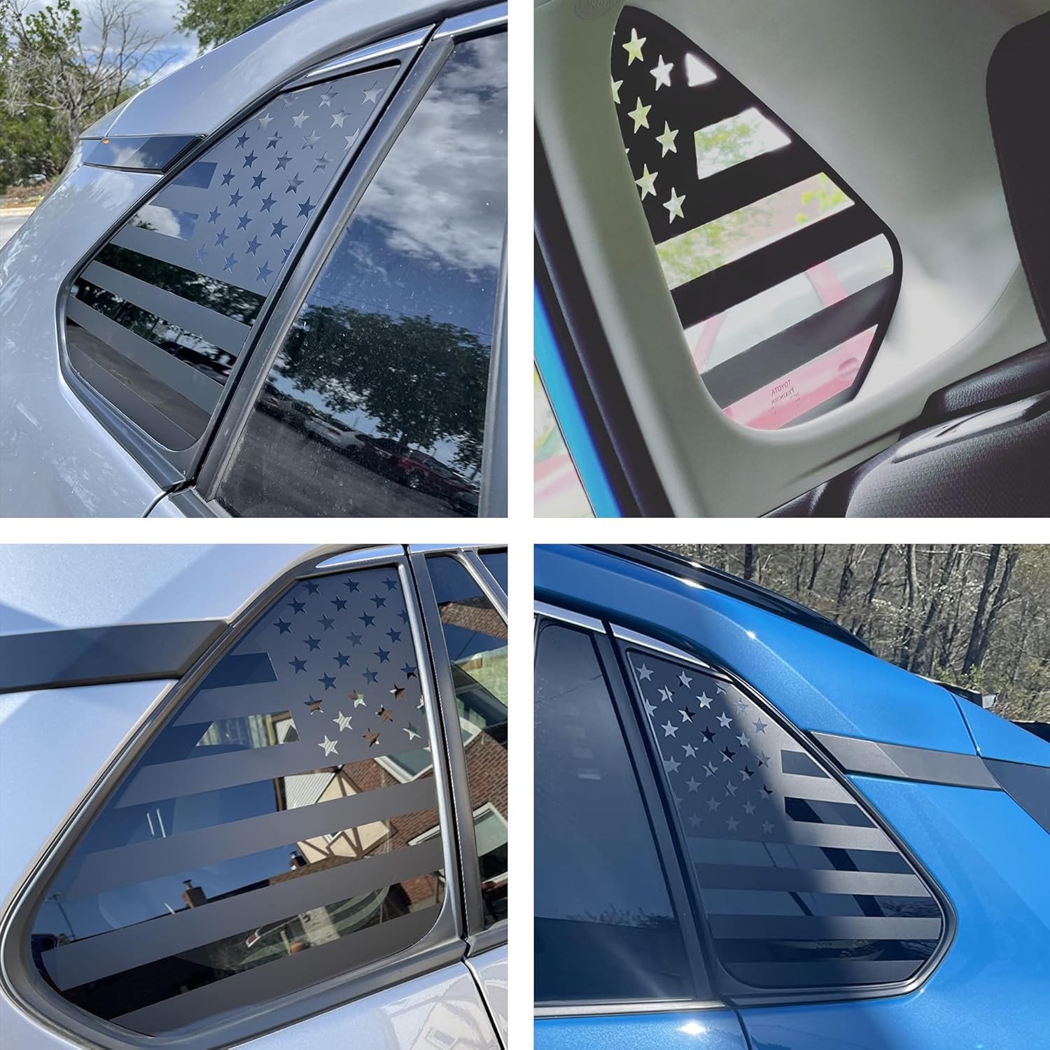 Pair USA Flag Rear Side Window Vinyl Decals Wrap Cover For Toyota Rav4 2019-2025