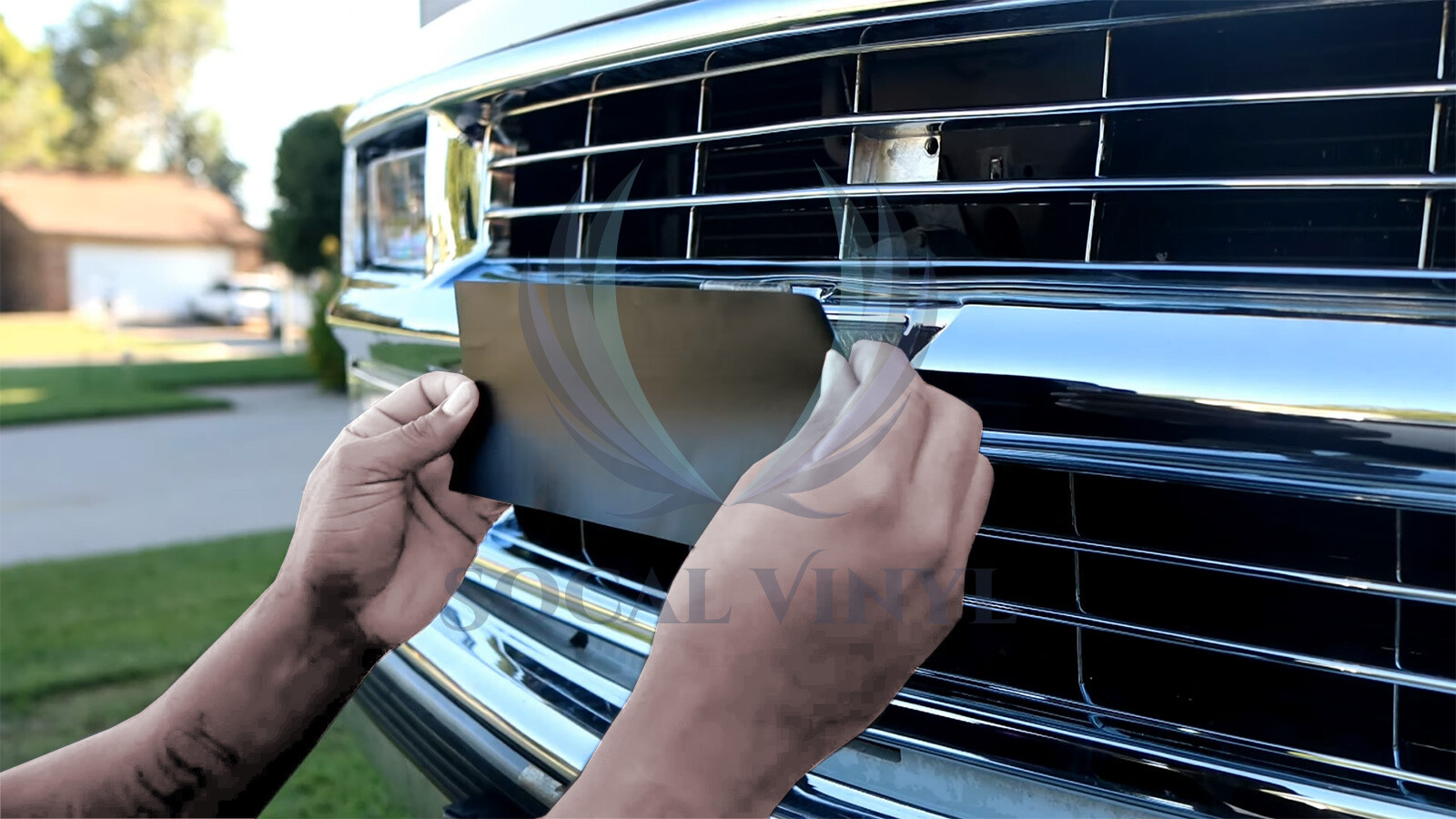 PET Liquid Metallic Vinyl Wrap For GMC Bowtie Emblem Overlay Sheet Sticker Decal
