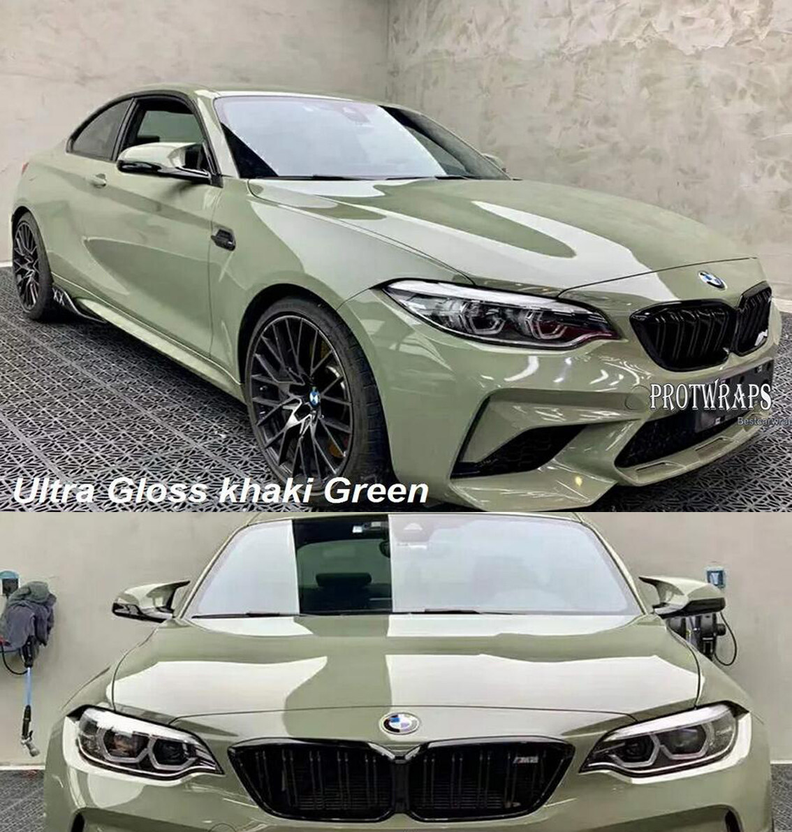 65FT x 5FT Premium Ultra Gloss Khaki Green Vinyl Car Wrap Film Sticker Decal