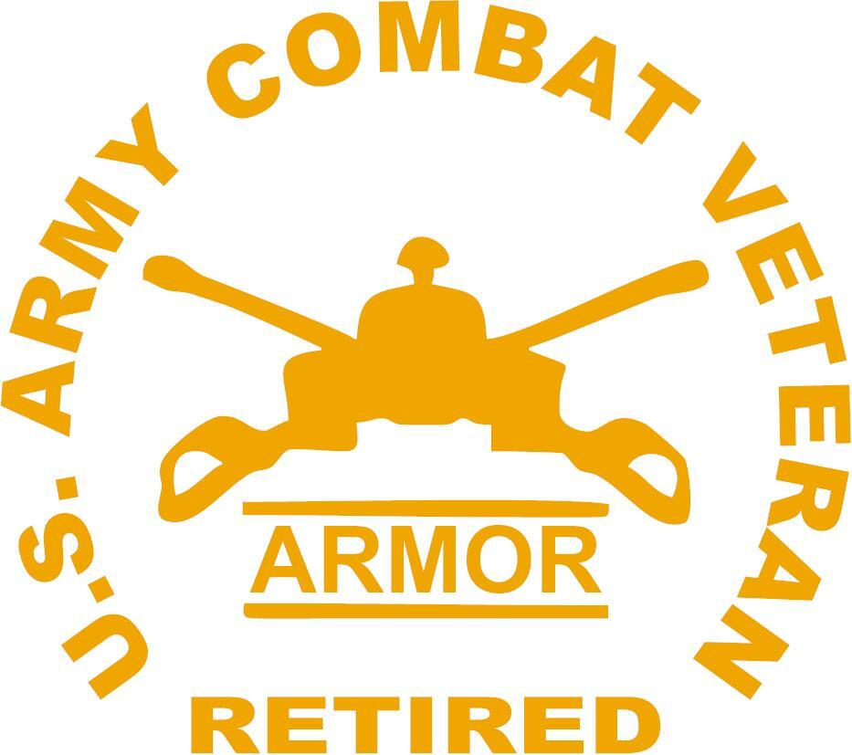 “U.S. Army Combat Vet Armor RET” 3 Mil Vinyl Sticker for a Car or Truck Window