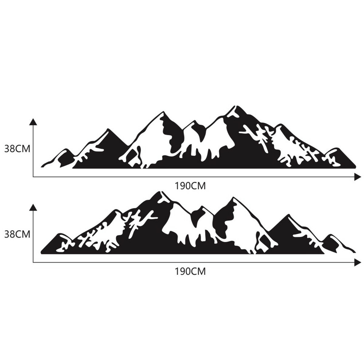 Car Racing Side Door Long Stripe Stickers Mountain Graphic Vinyl Decal 190x38cm