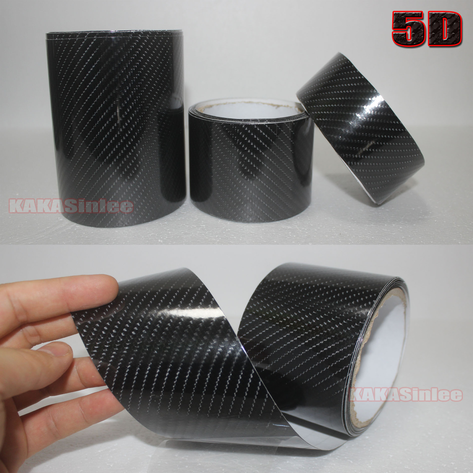 Tape Decal 2D 3D 4D 5D Texture Carbon Fiber Vinyl Wrap Car Sticker Strips Black