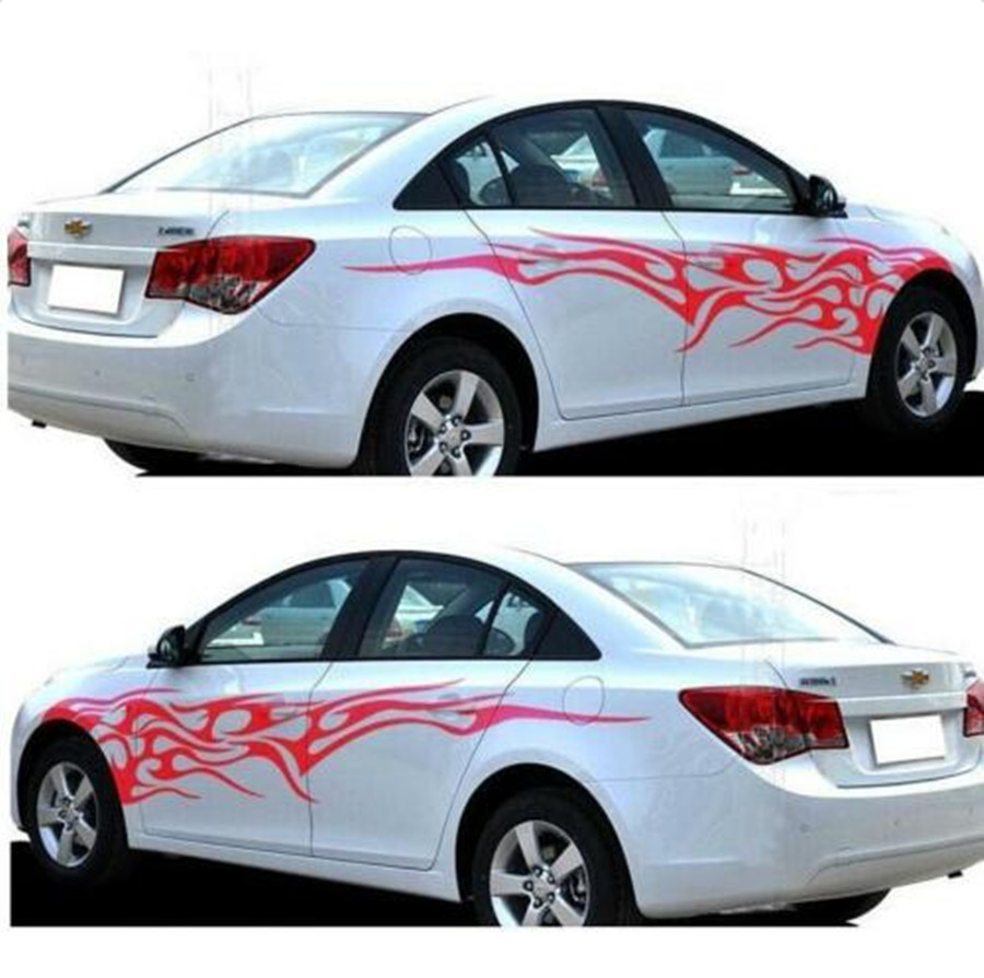 Car Body Side Flame Graphics Stripes Sticker Vinyl Decal DIY Decoration 1 Pair