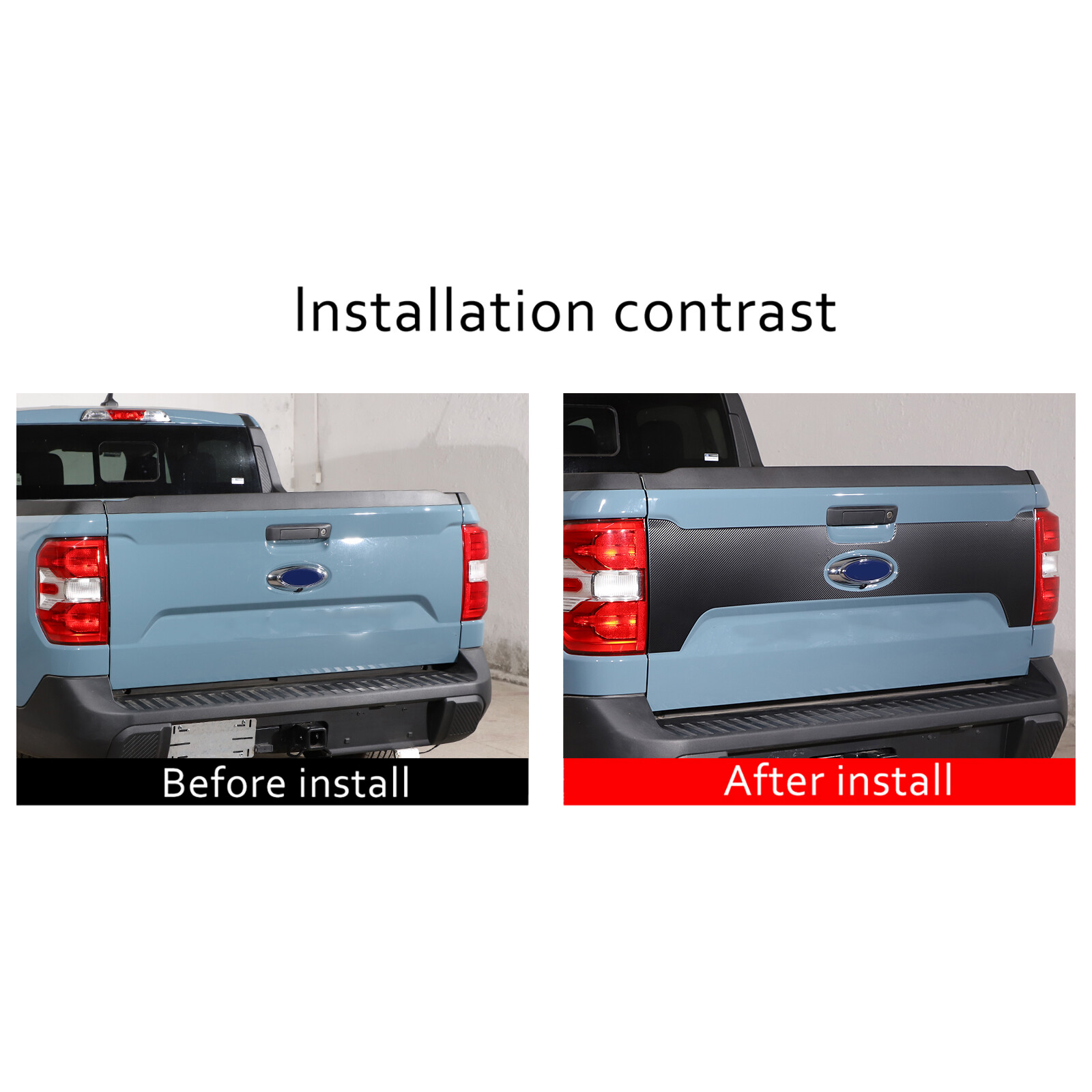 Carbon Fiber Texture Tailgate Decal Vinyls Fits Ford Maverick 2022-2024