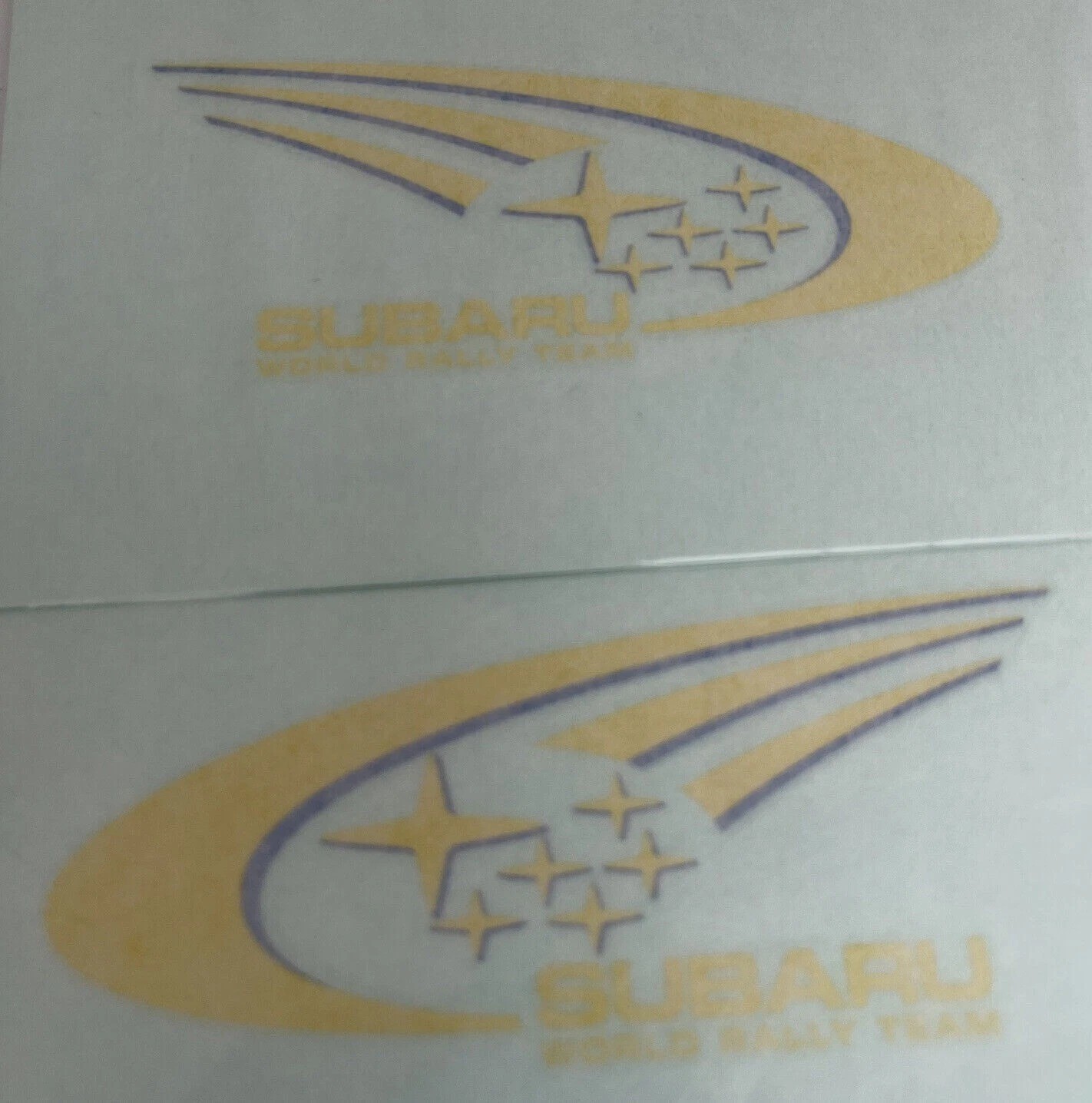 Subaru Impreza STi Left & Right door Decals blue & yellow 93063FE060 93063FE070