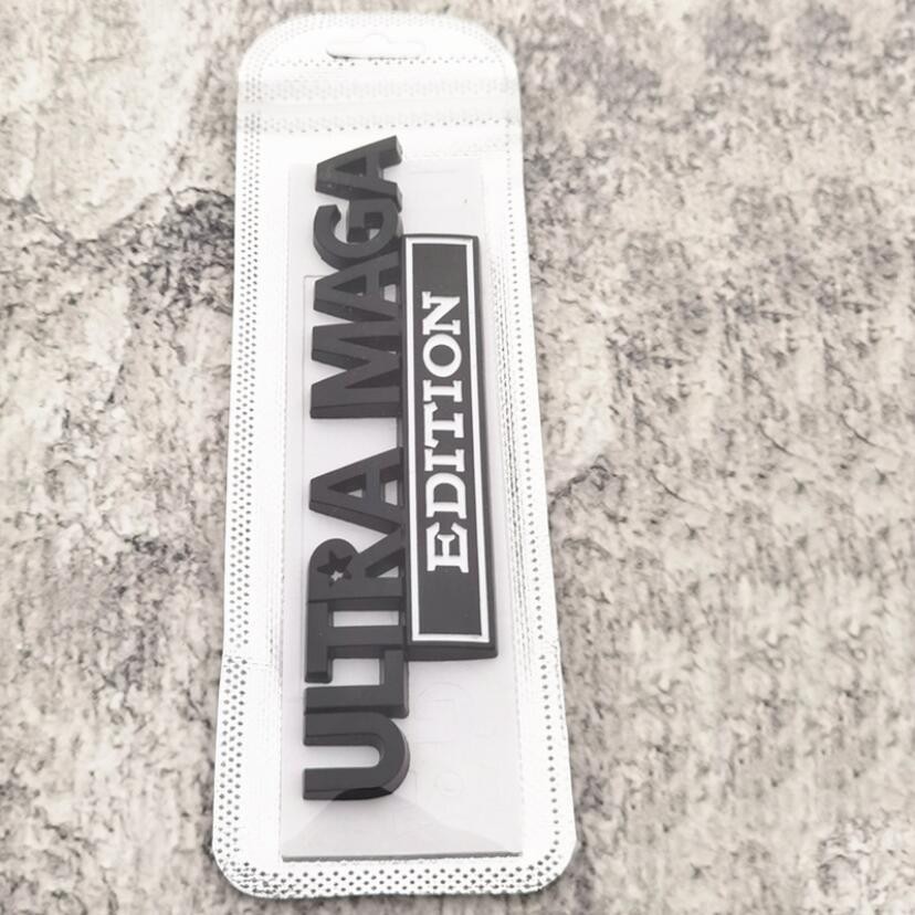 2Pcs 3D Zinc Alloy ULTRA MAGA EDITION Metal Letter Badge Car Emblem Bumper Decal