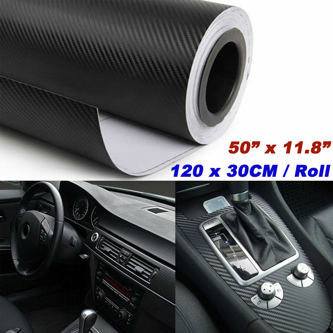 Carbon Fiber Texture Car Interior Exterior Vinyl Decal Sticker Wrap Sheet Decor