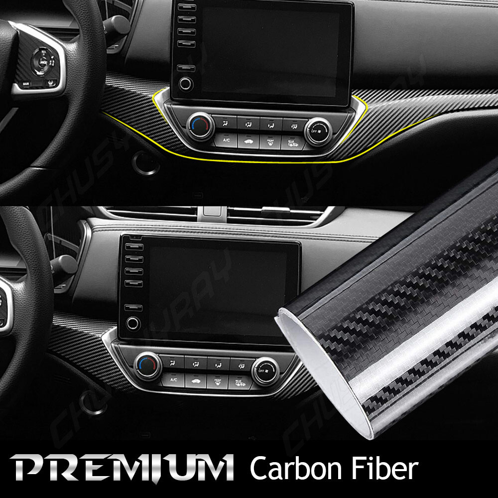 7D 12x 60″ Cool Car Glossy Carbon Fiber Texture Vinyl Wrap Sticker Film Black