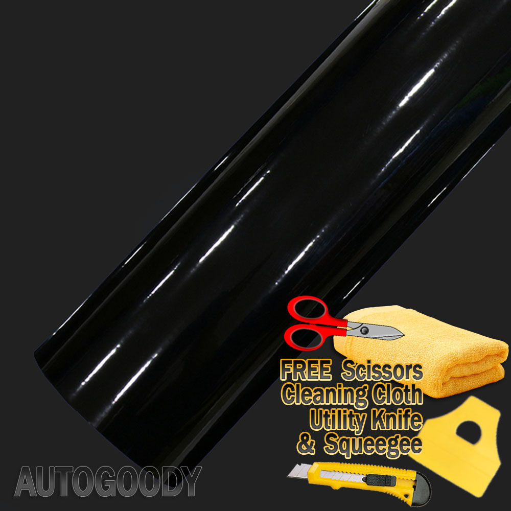 120″ x 60″ Gloss Black Vinyl Film Wrap Sticker Decal Air Bubble Free 10ft x 5ft