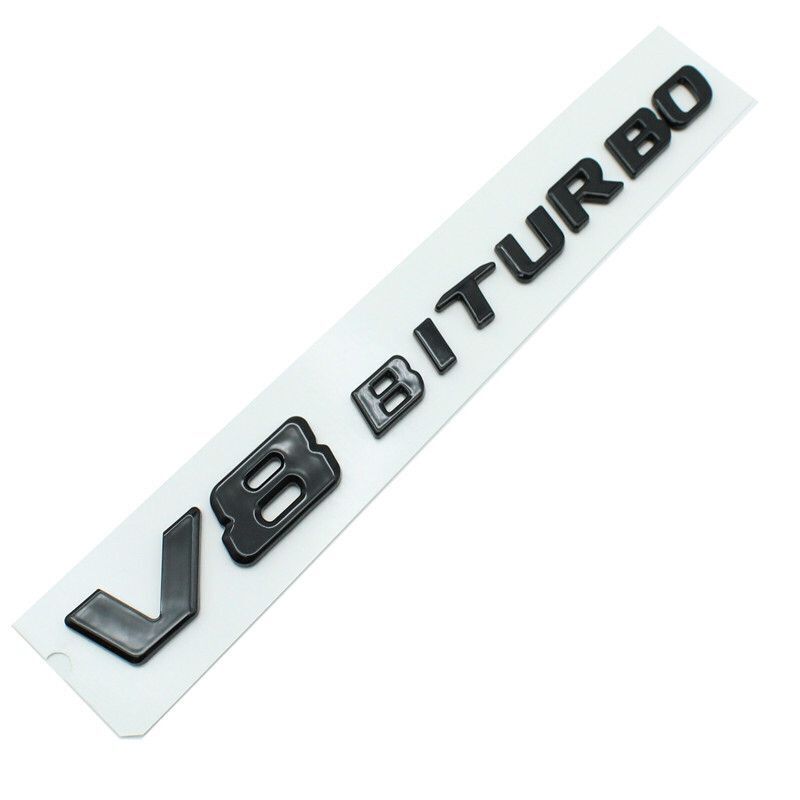 New 2pcs Gloss BLACK V8 BITURBO Fender Side Emblem Badge GT63 E63 G63 S63