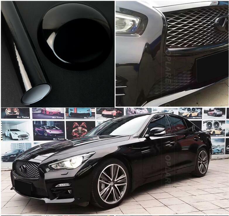 50FT x 5FT Glossy Vinyl Film Gloss Black Bubble Free Whole Car Wrap Graphics US