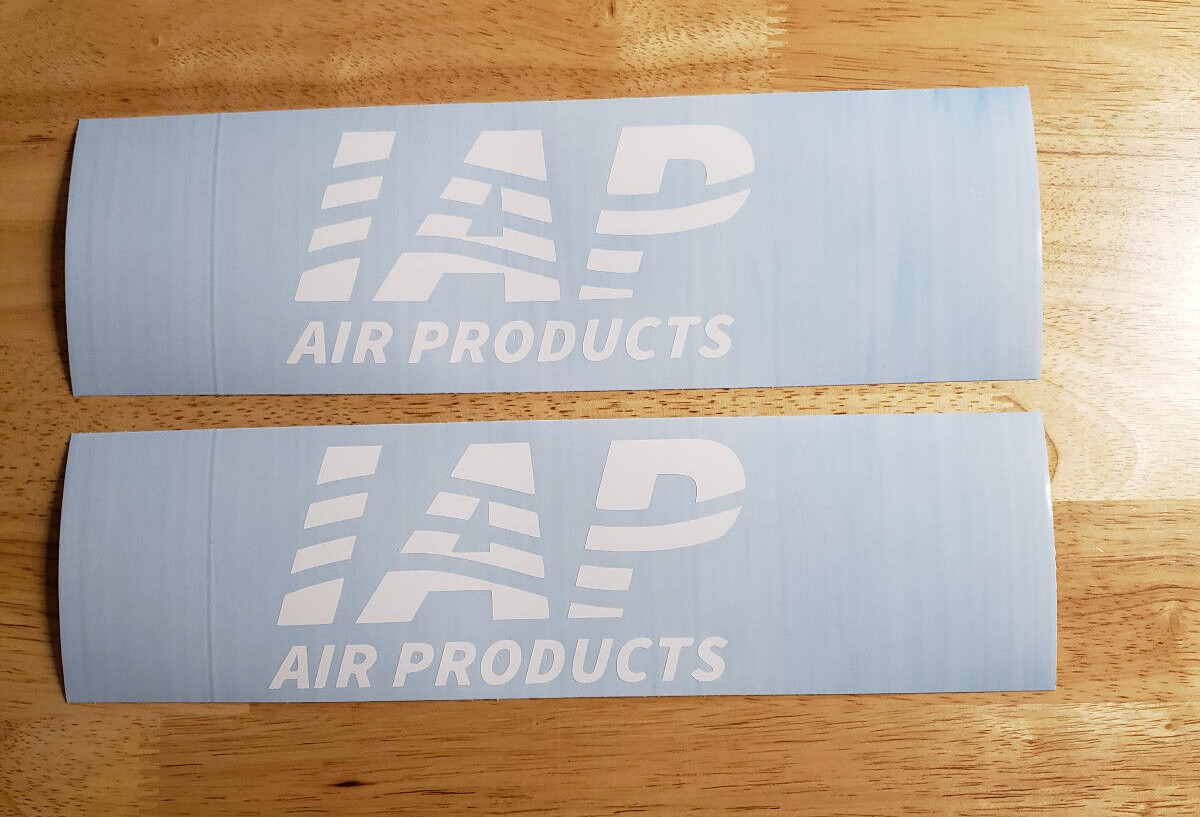 IAP air products DECALS GLOSS white stickers pair 6″x3″ USA FAST