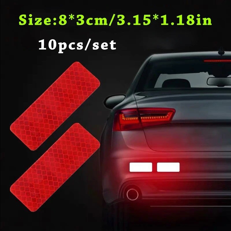 10pcs Reflective Stickers Car Bumper Stickers Night Warning Anti-Collision Tape