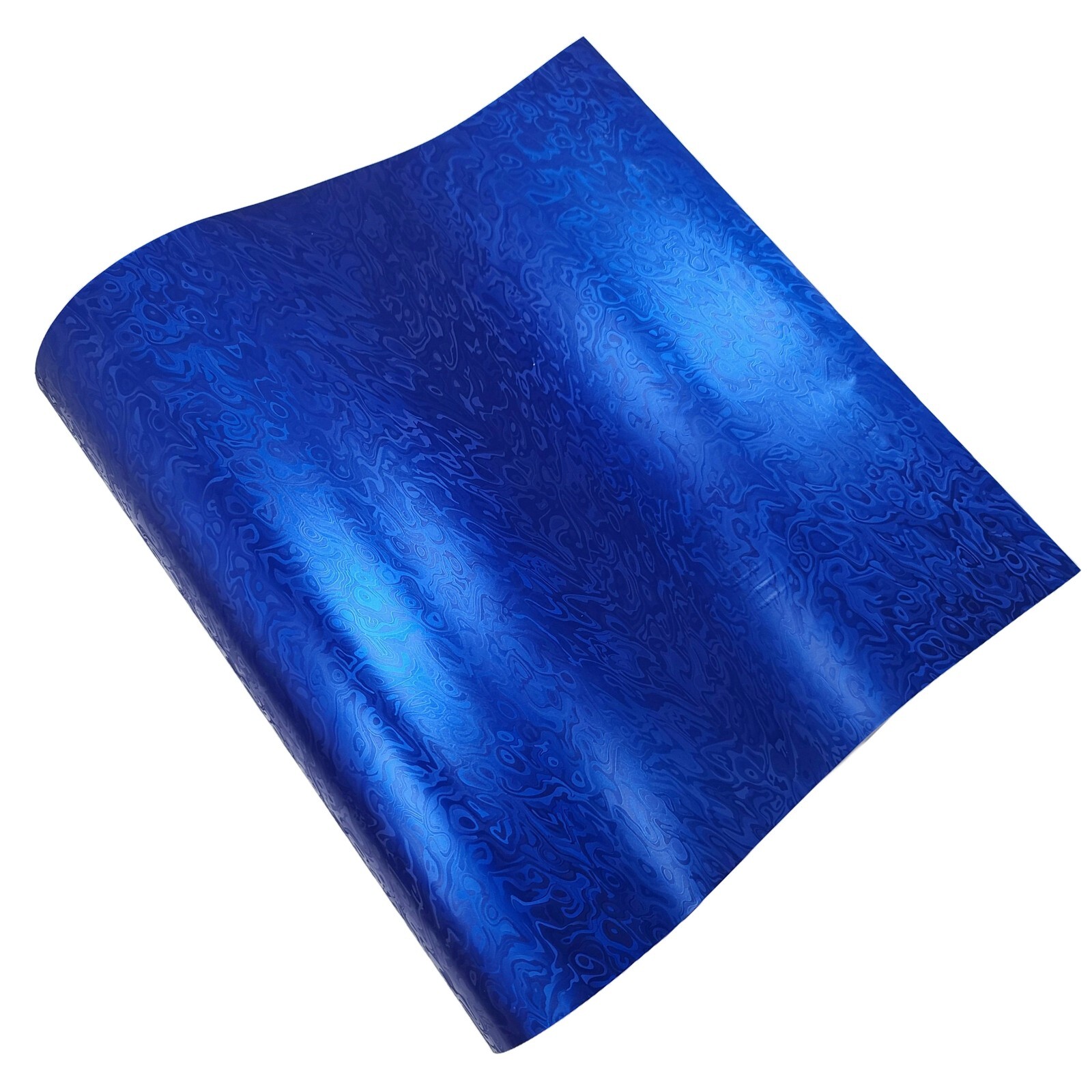 Satin Chrome Blue Damascus Pattern Wave Vinyl Car Wrap Air Release Film Roll