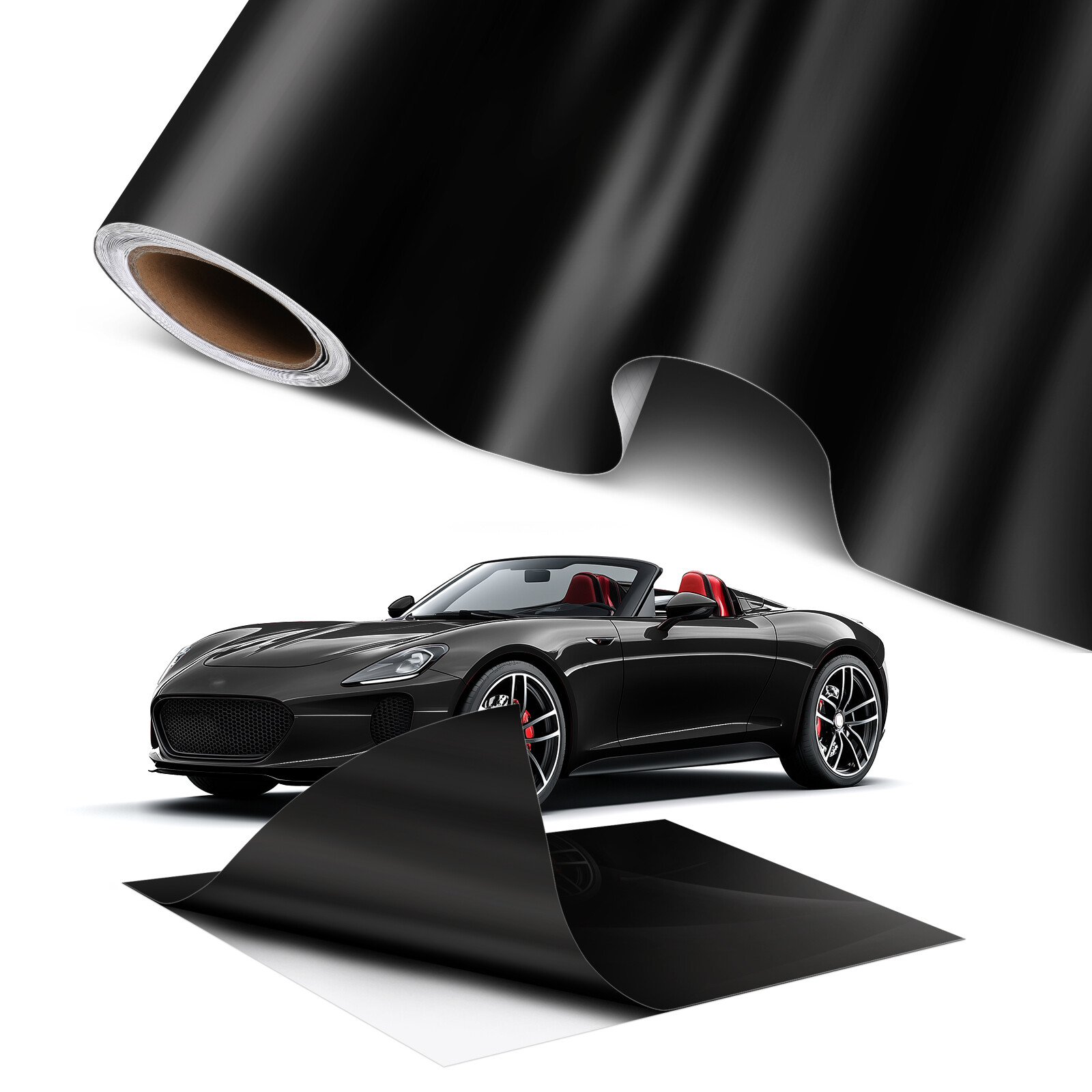 For Mercedes-Benz Roll 20FT*5FT Vinyl Car Wrap Carbon Fiber / Gloss Black