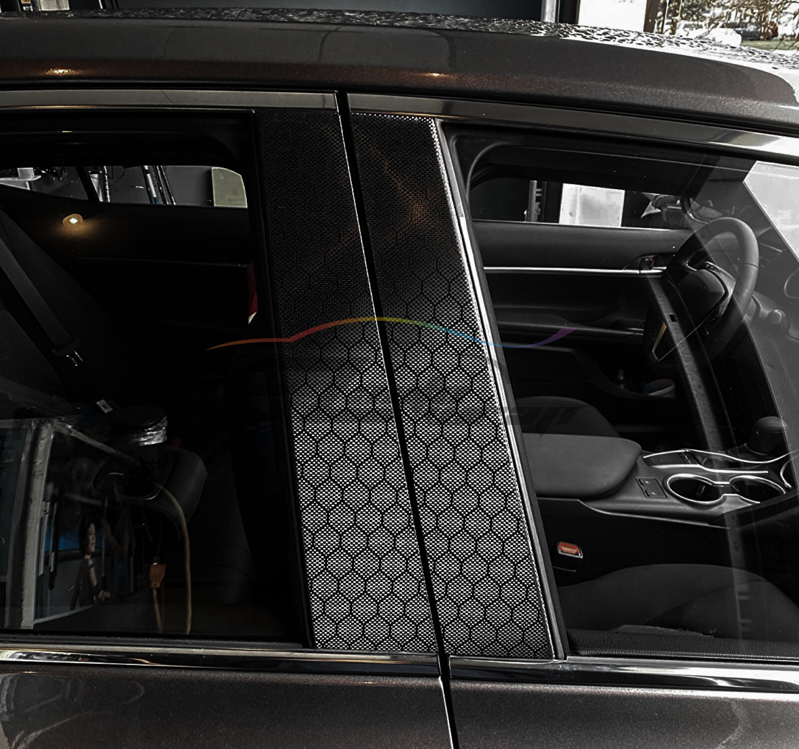 PET Honeycomb Carbon Fiber Gloss Black Hex Car Vehicle Vinyl Wrap Decal Sheet