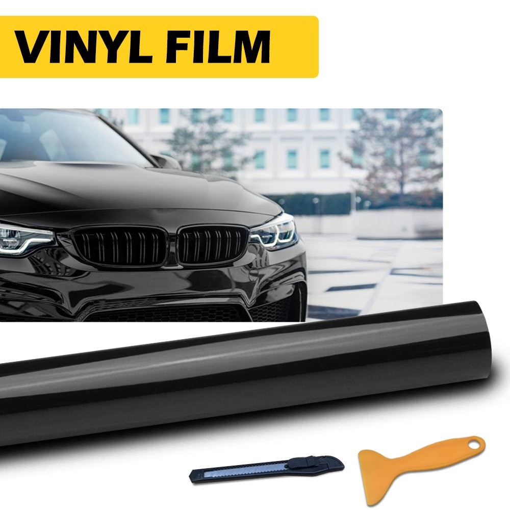 Gloss Vinyl Automotive Wrap Black 1-10X For Film Roll Sticker Wrap 59IN x11.8IN