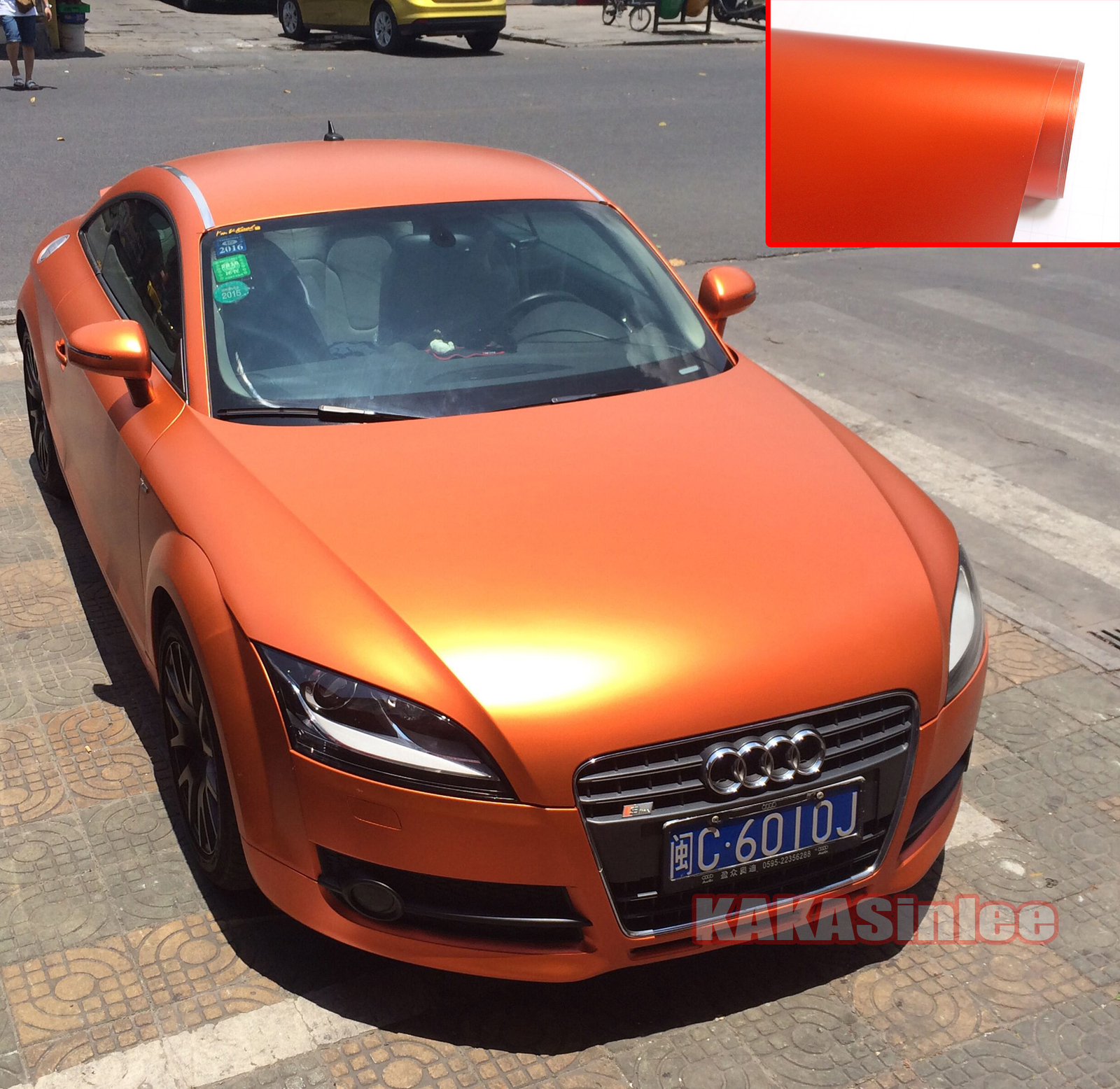 Whole Car SUV Wrap 65FT x 5FT Orange Metal Matte Satin Chrome Vinyl Sticker US