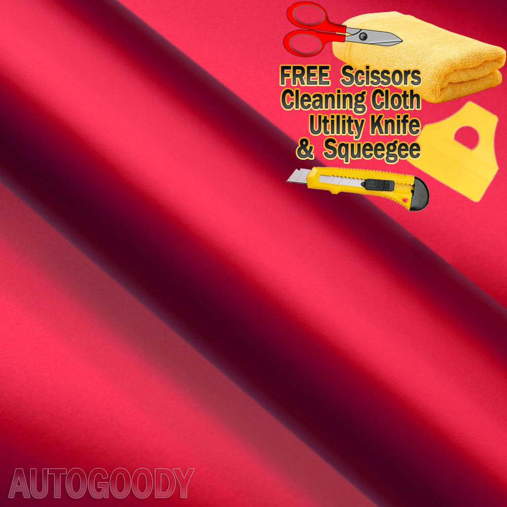 36″ x 60″ Satin Matte Chrome Metallic Red Vinyl Film Wrap Sticker Bubble Free